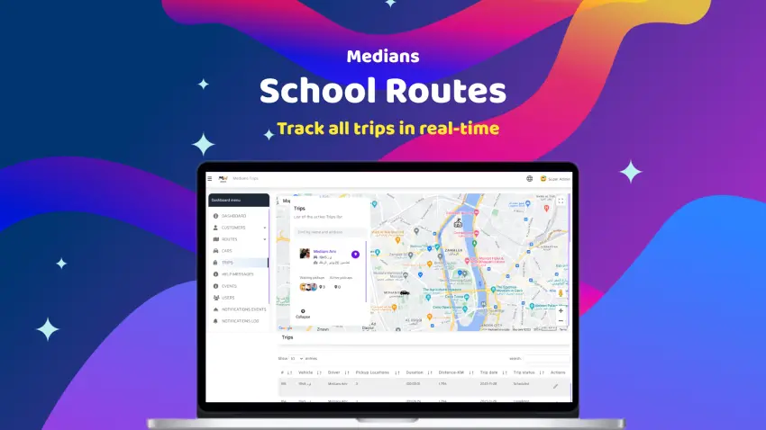 Medians School Route APP Full Solution with Backend
