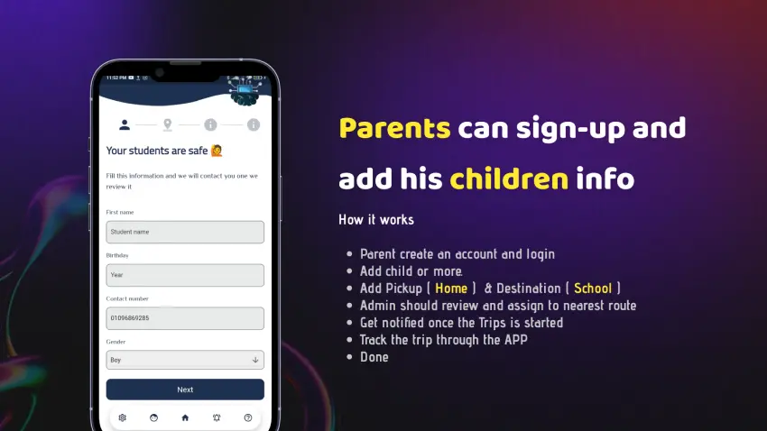 Medians School Route APP Full Solution with Backend